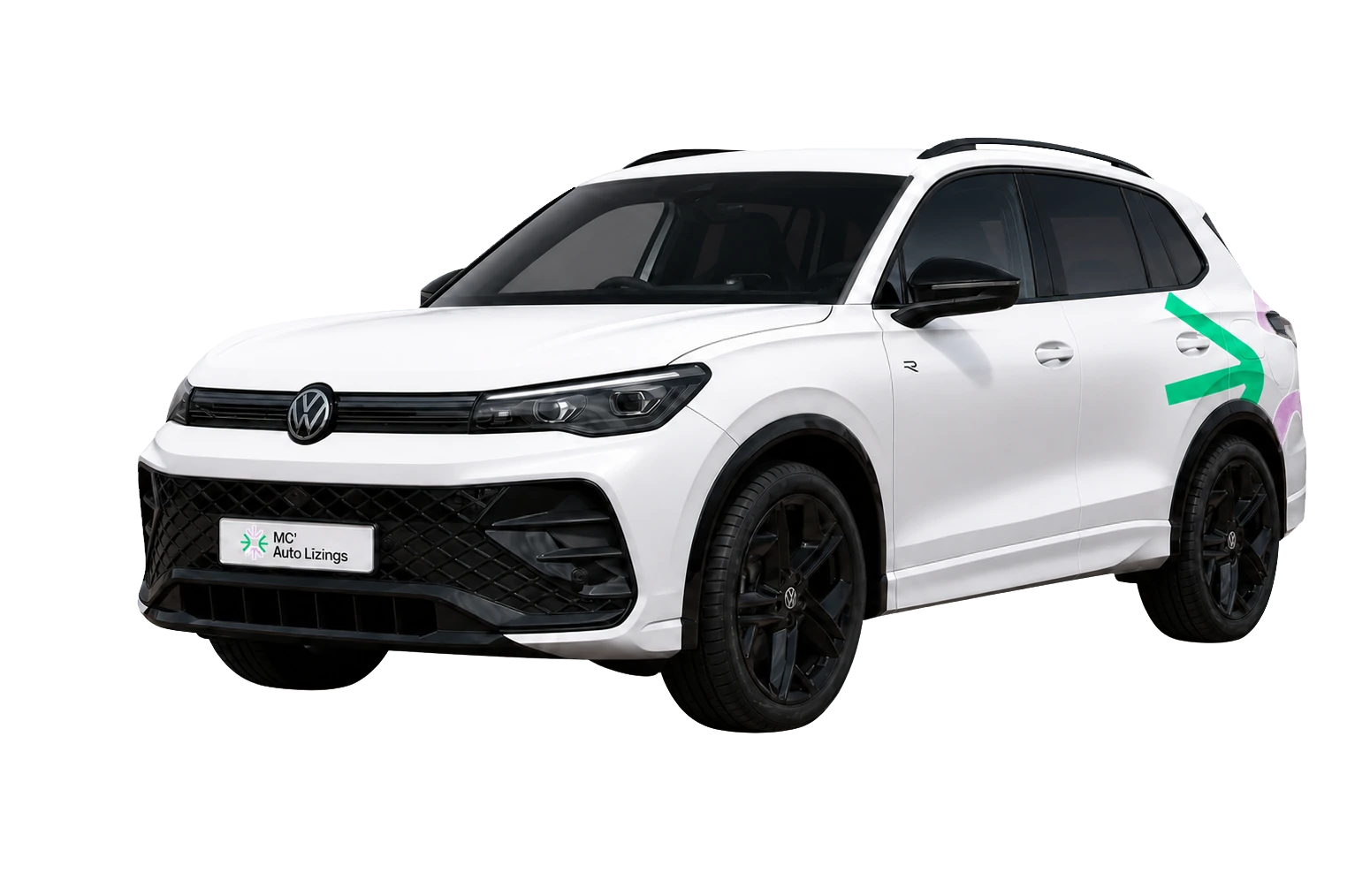 Белый Volkswagen Tiguan в дизайне MC Auto Līzings
